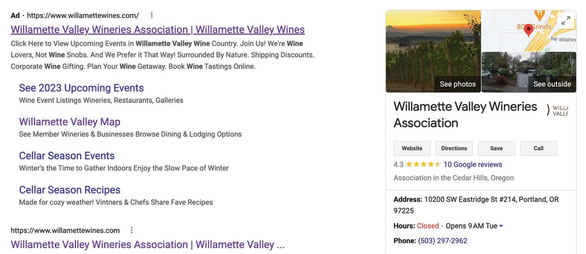 willamettewines.com is a great referral source for member websites