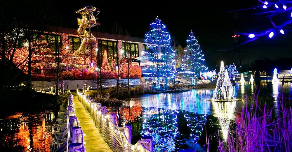 Saundersfoot Christmas light switch on illuminates village