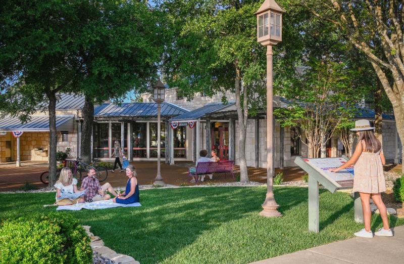 Wide Shot of VIC Patio with People