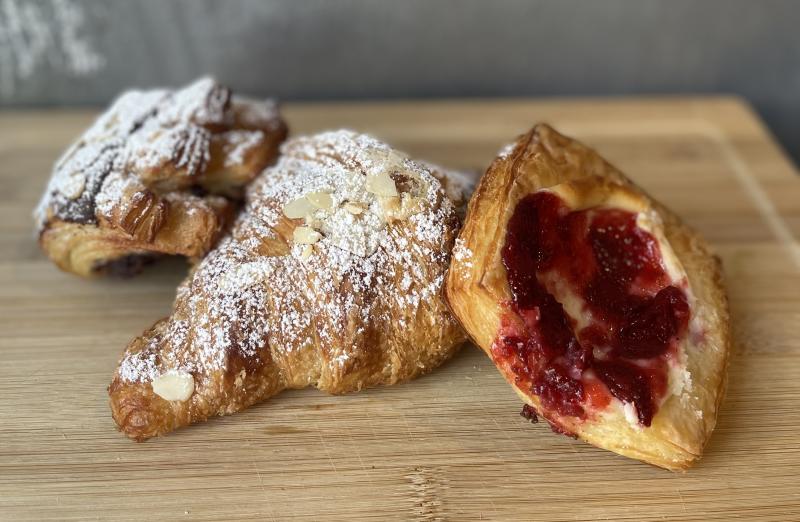 pastries on wood board