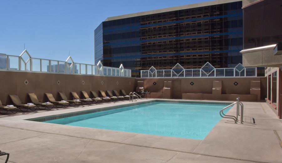 View of the outdoor pool at The Clyde Hotel