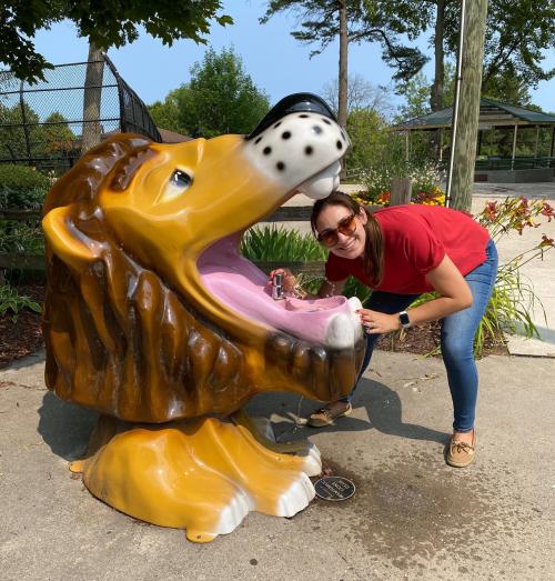 Lion water fountain at Lincoln Park Zoo in Manitowoc