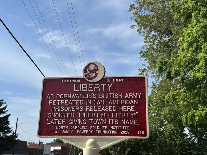 Liberty America 250 Plaque in Downtown Liberty