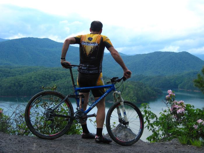 Biker Overlooking Fontana Lake