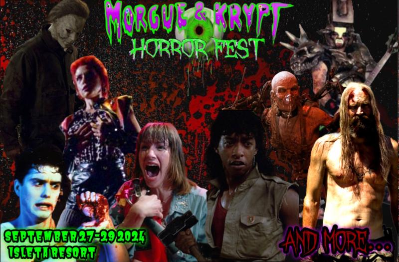 A graphic for the Morgue & Krypt Horror Fest happening Sept. 27-29, 2024 at the Isleta Resort.