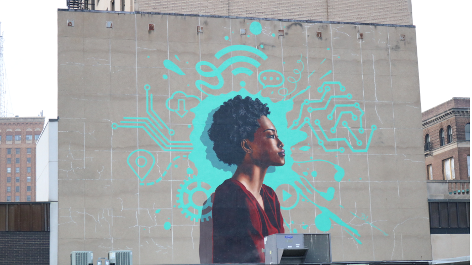 Diversity in Technology mural by Rafael Blanco of Aurora, Illinois