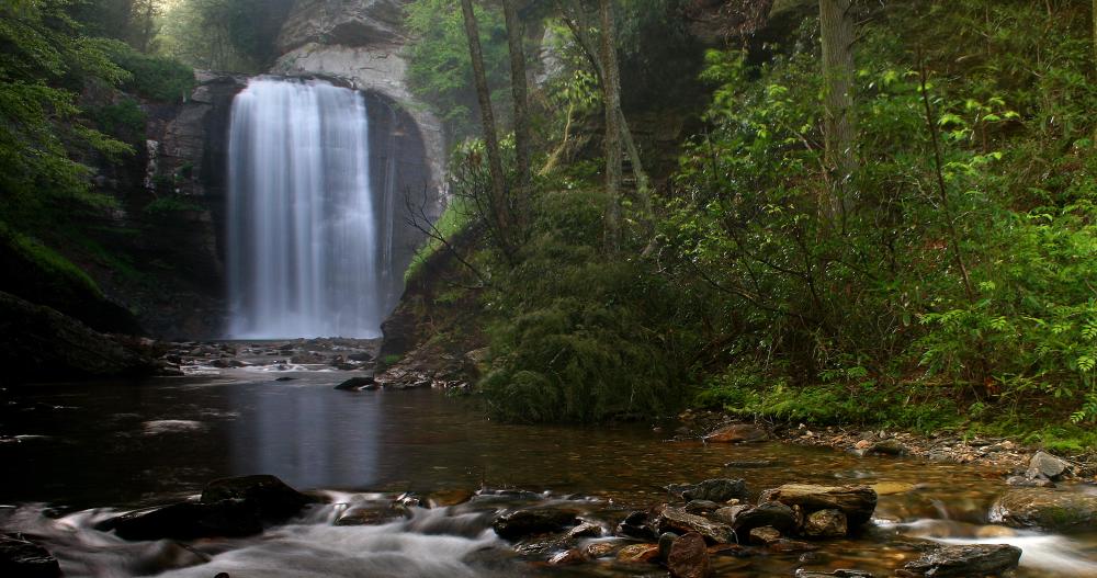 Looking Glass Falls photo cropped for header slide