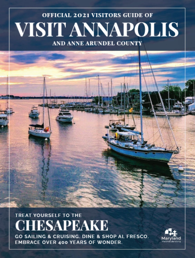 Cover of the 2021 Official Visitors Guide of Annapolis & Anne Arundel County