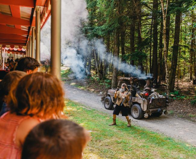 Clark's Bears (Wolfman) - Children on Train Watching Man Dressed Up as Wolfman in the Woods