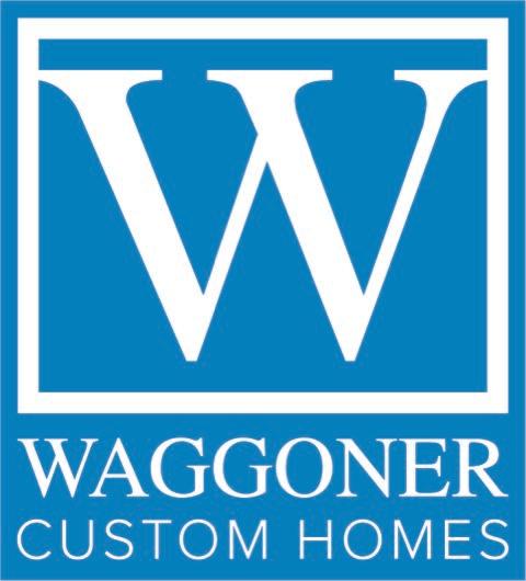 Blue and white logo with a large "W" and the text "Waggoner Custom Homes" underneath.