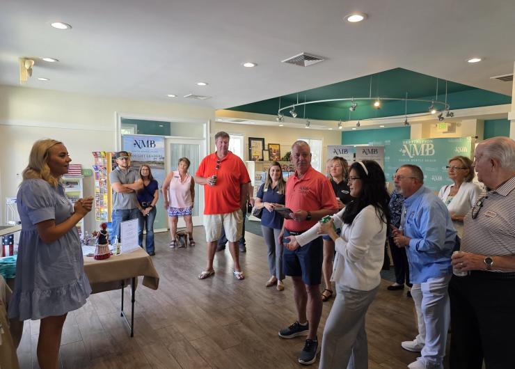 Destination North Myrtle Beach partners and community members networking during a Morning Mingle event at the Visitor Information Center.