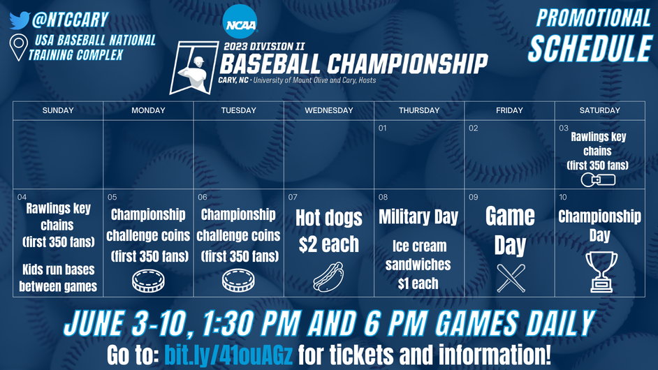 2023 NCAA DII Baseball Promotional Schedule