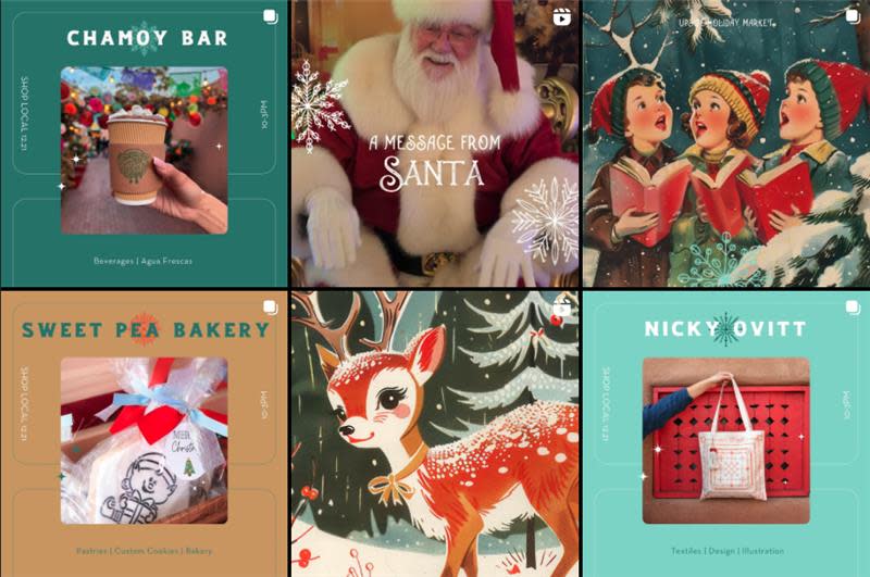 A screenshot of the Upside Holiday Market instagram.