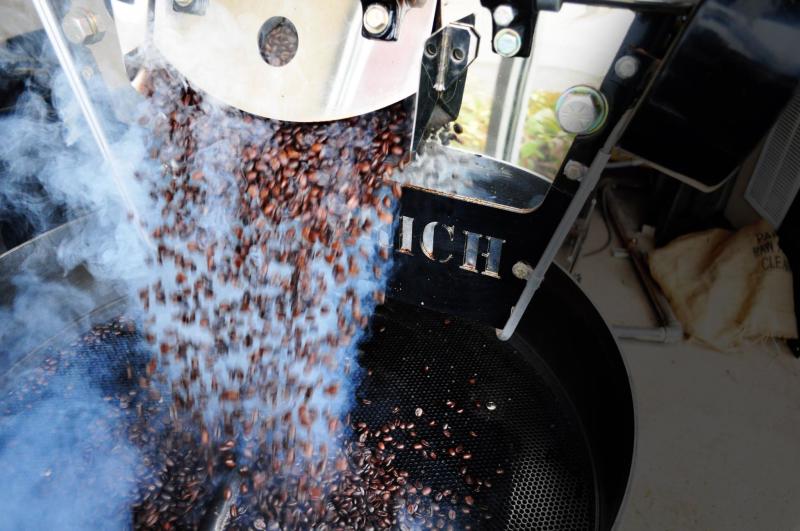 Coffee beans are being roasted at Olympic Crest Coffee Roasters in Olympia.