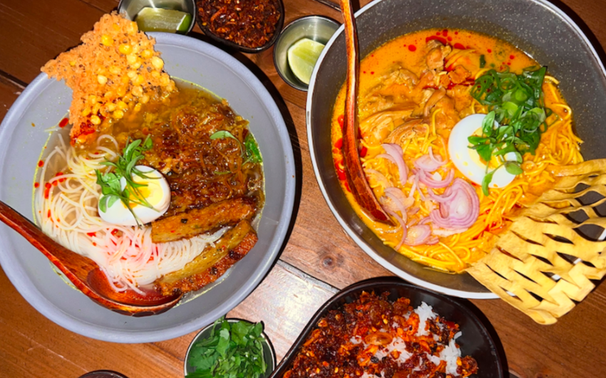 plates filled with Burmese foods