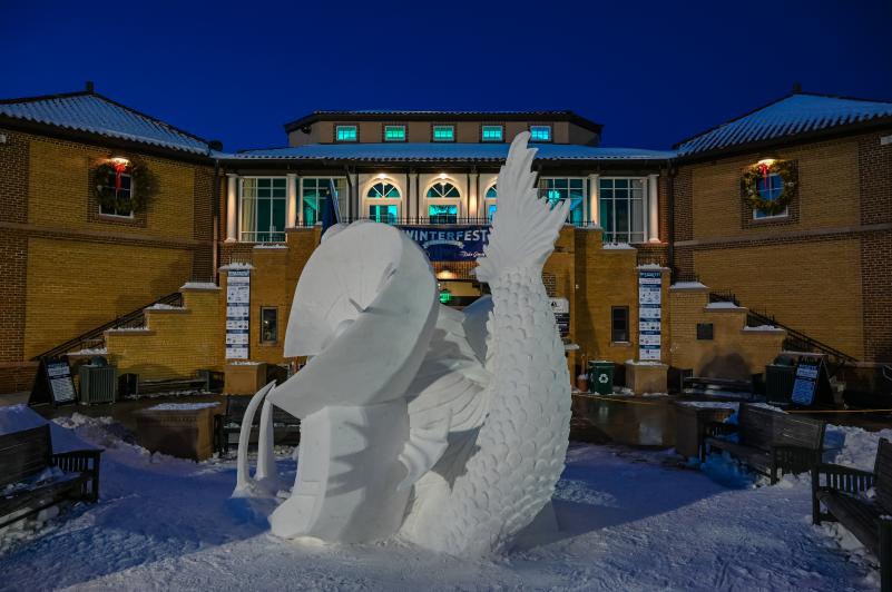 Finished snow sculpture at the Riviera