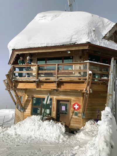 The historic Roundhouse at Alyeska Museum perched high above Mount Alyeska in Girdwood, Alaska.