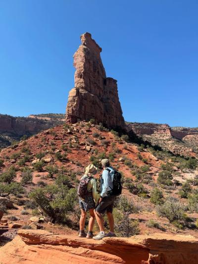 Couple Hiking around Independence Monument
