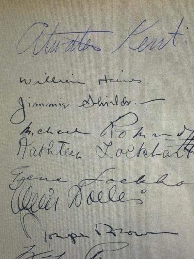Page with several autographs including those of William Haines and Jimmie Shields