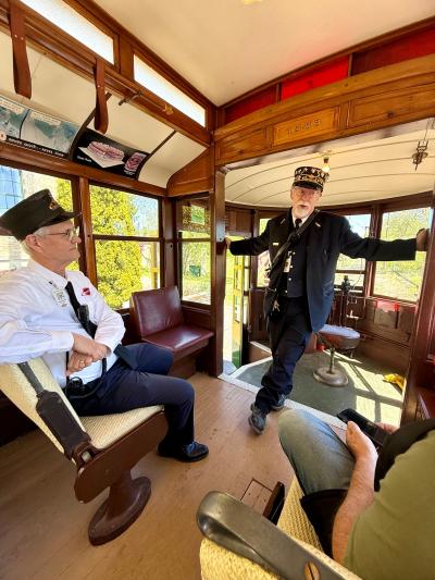 Inside a train on the East Troy Railroad Museum tracks.