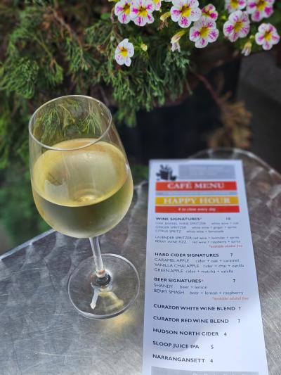 glass of wine outside on table