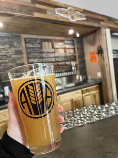 Beer in hand at AleCraft