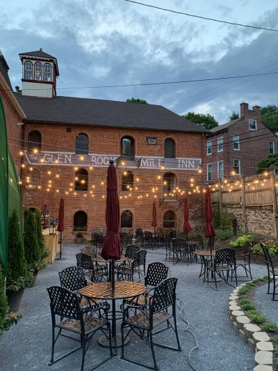 Glen Rock Mill Inn outdoors with lights
