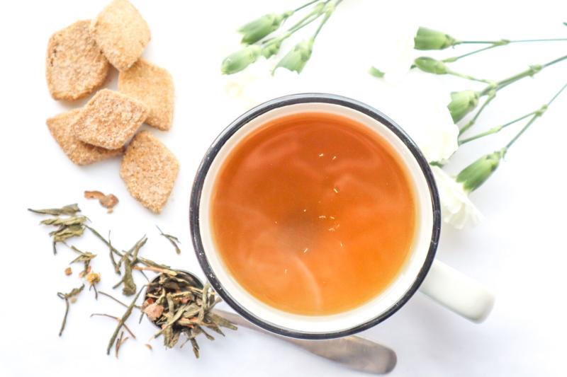 picture from Old Barrell Tea Company showing a cup of Green Chile Biscochito tea.