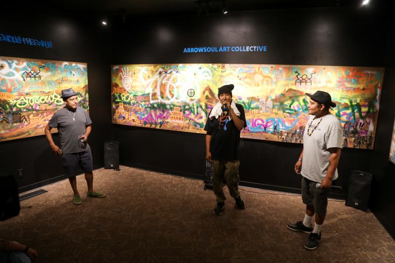 Arrowsoul in front of Indigenous Freeways