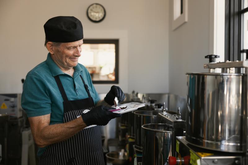 A man makes chocolates at Eldora