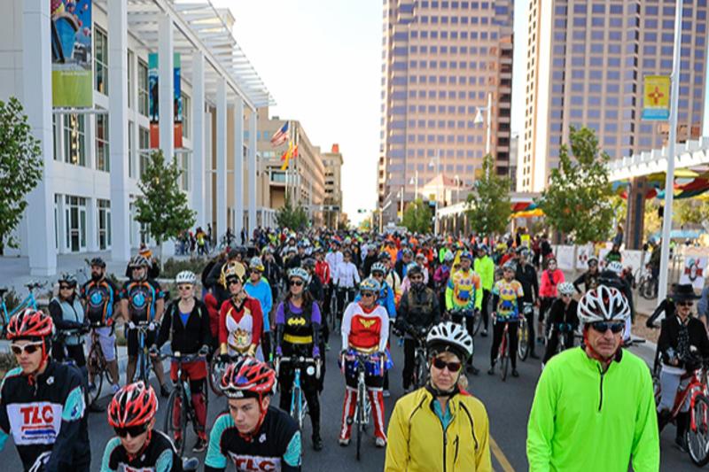 A photo of cyclists during Day of the Tread.