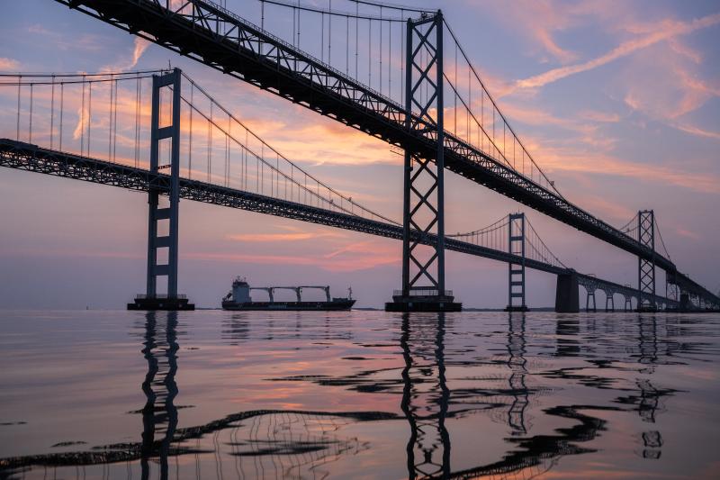 Sunset sky with Chesapeake Bay Bridge