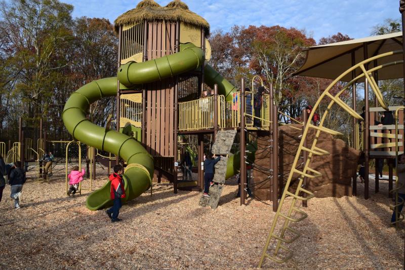 Outdoor playset at World of Wonder Park in Athens, GA