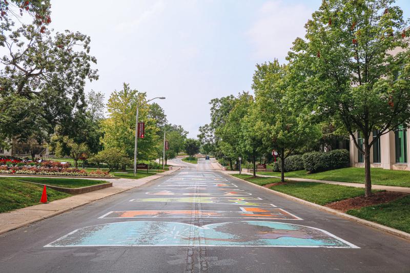 A Black Lives Matter street mural painted in front of Indiana University's Neal-Marshall Black Culture Center