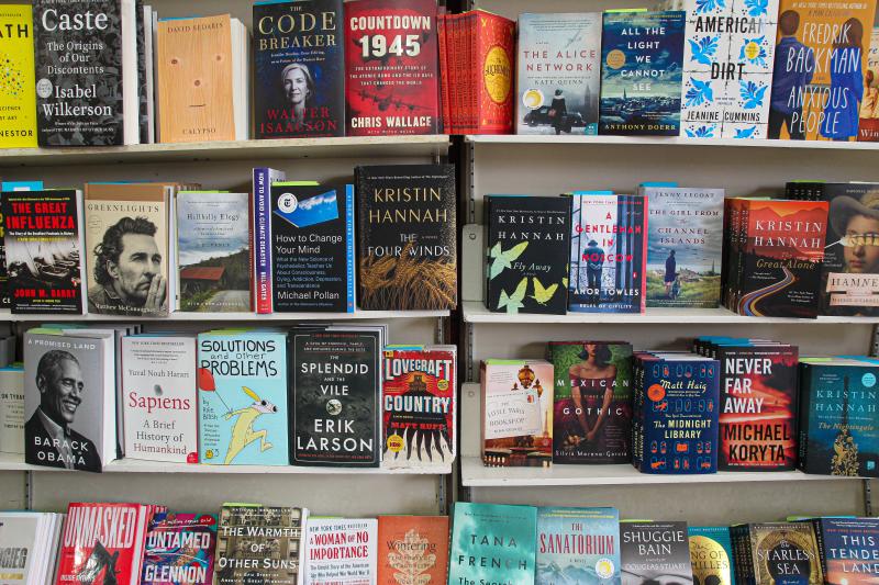 Shelves of books for sale at Book Corner