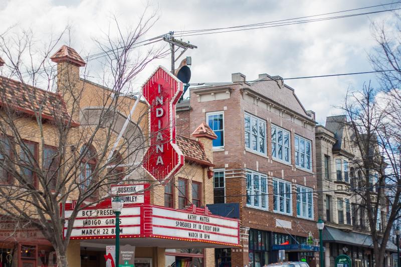 Exterior of the Buskirk-Chumley Theater during winter