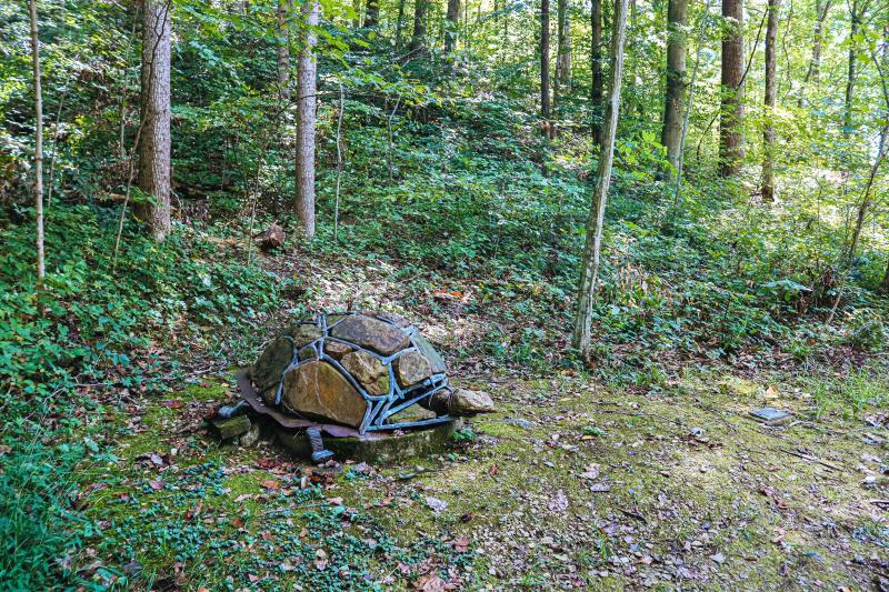 A turtle sculpture at the Sculpture Trails Outdoor Museum