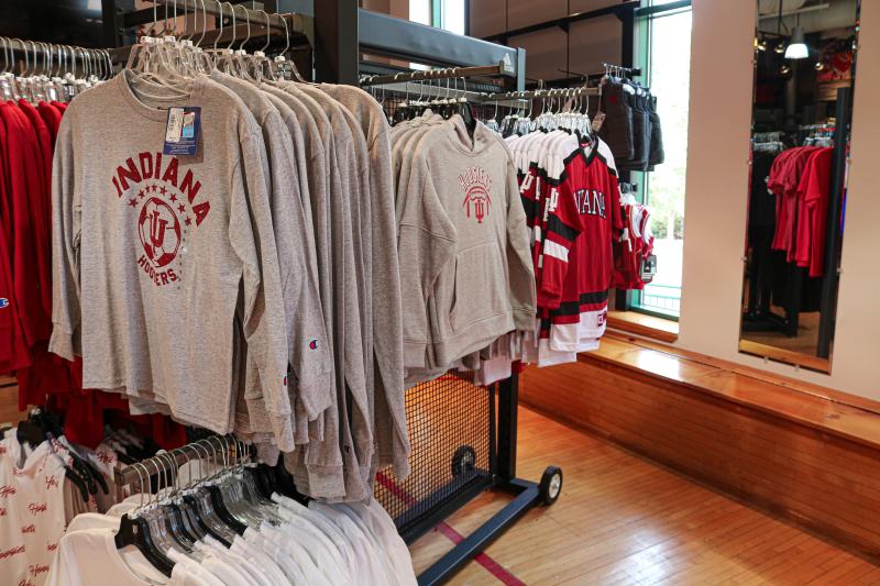 Long-sleeved t-shirts and other apparel at IU Varsity Shop