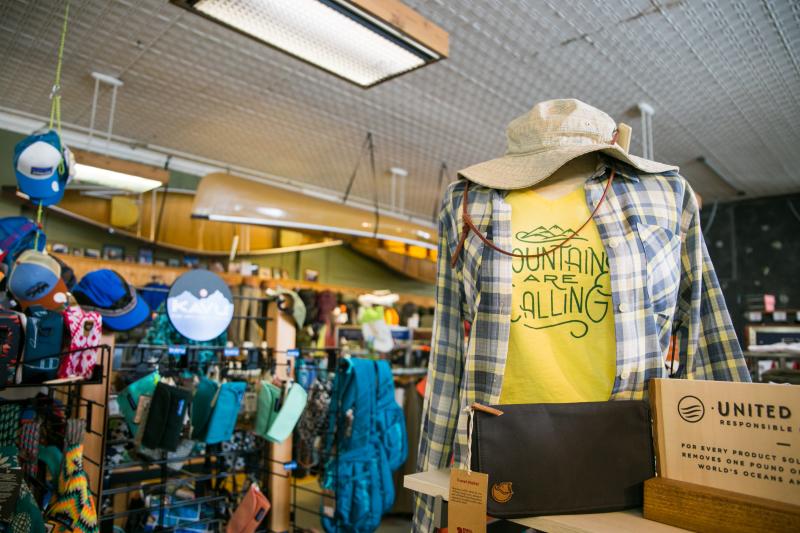 A display of clothing and hats at J.L. Waters & Co.