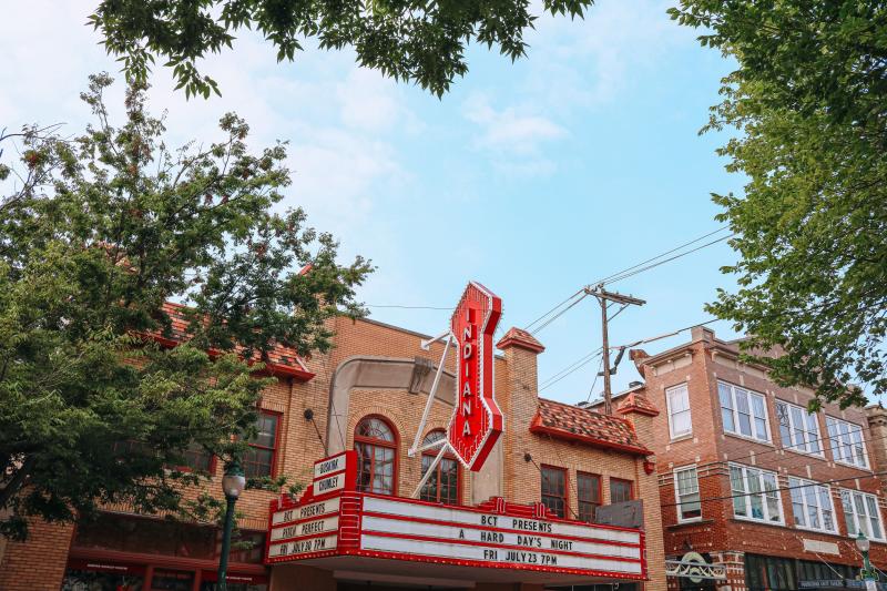 Buskirk-Chumley Theater sign in summer
