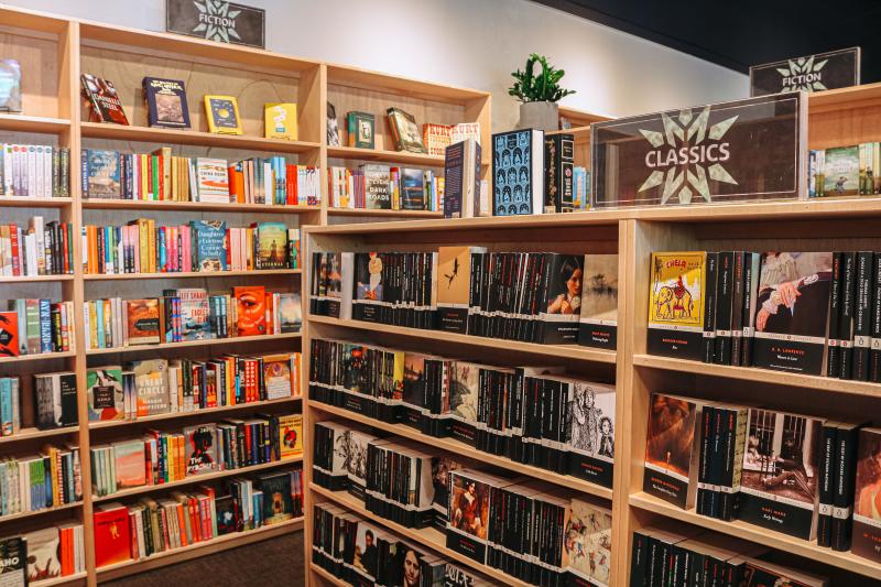 Displays of fiction and classic novels at Morgenstern Books