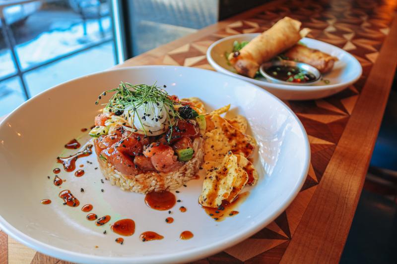 Ahi Poke and Lobster Spring Rolls from NOURISH Bar