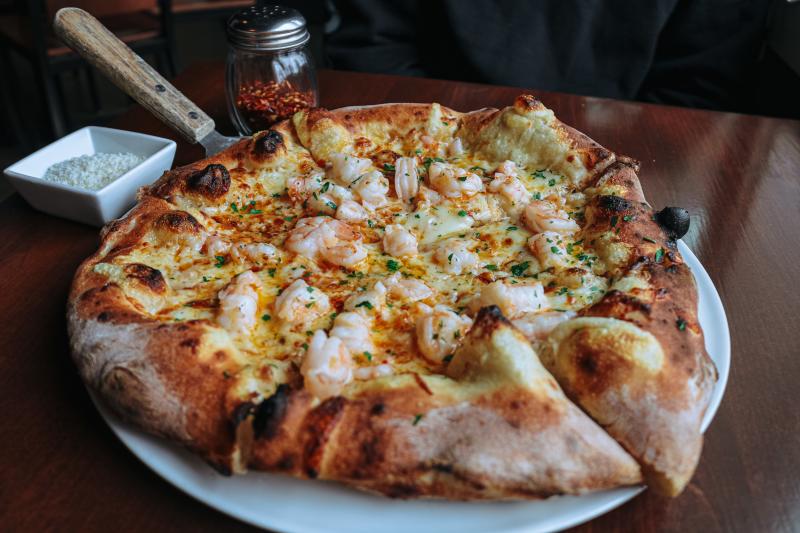 Shrimp Scampi Pizza from Osteria Rago