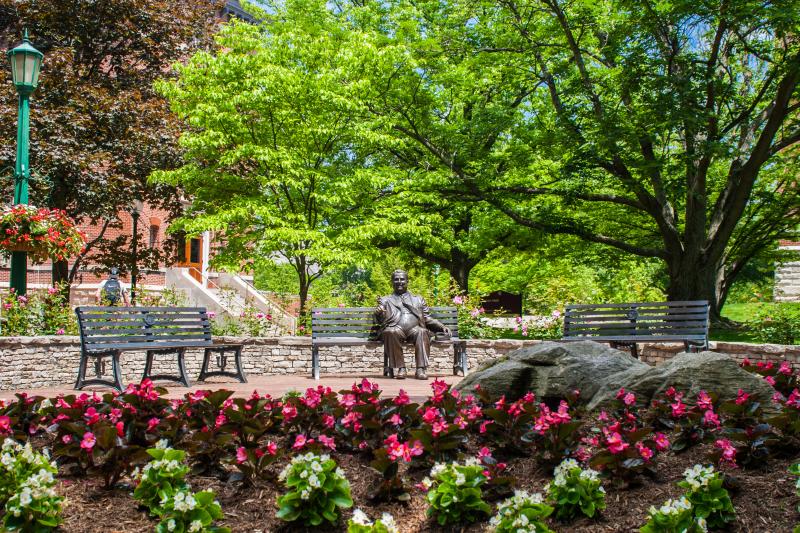 Herman B. Wells statue in Old Crescent