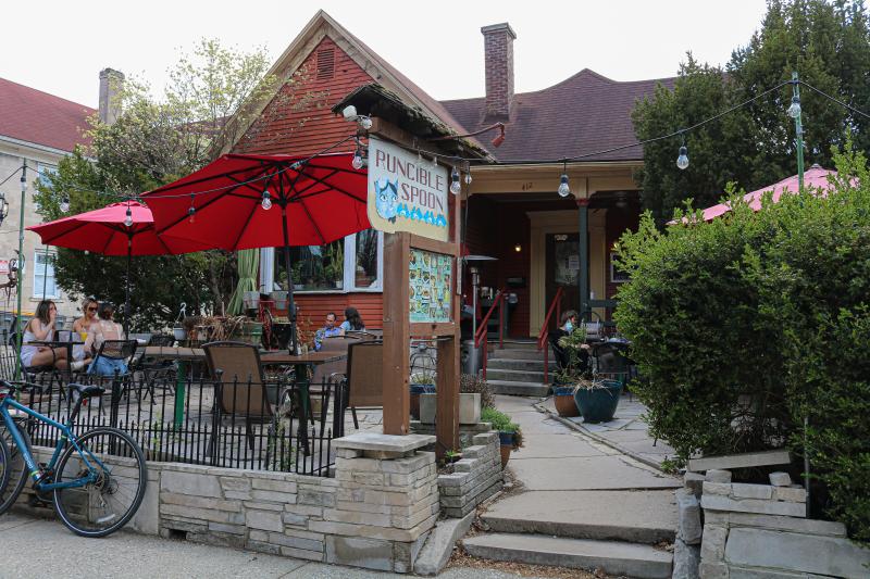 Outdoor patio dining at Runcible Spoon