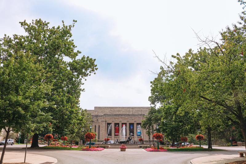 Showalter Fountain on a summer day