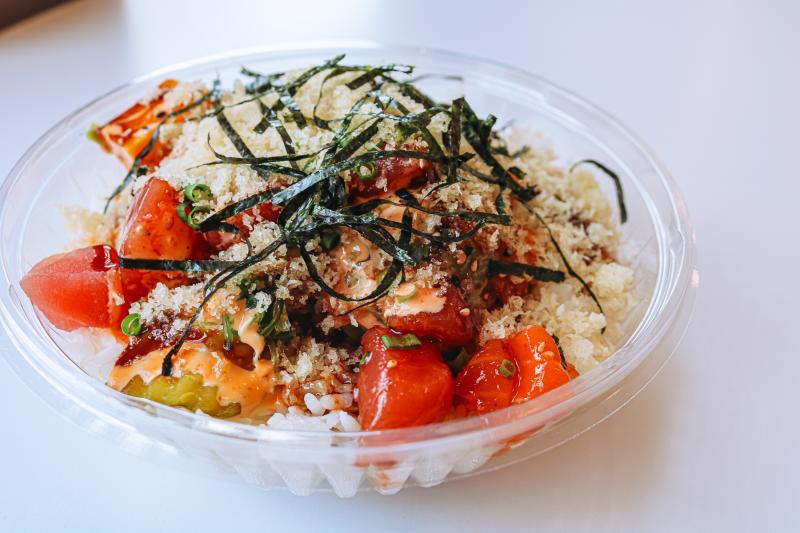 A poke bowl from Sunny Poke Tea