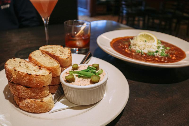 Crawfish Etouffee and Smoked Salmon Pate from Uptown Cafe