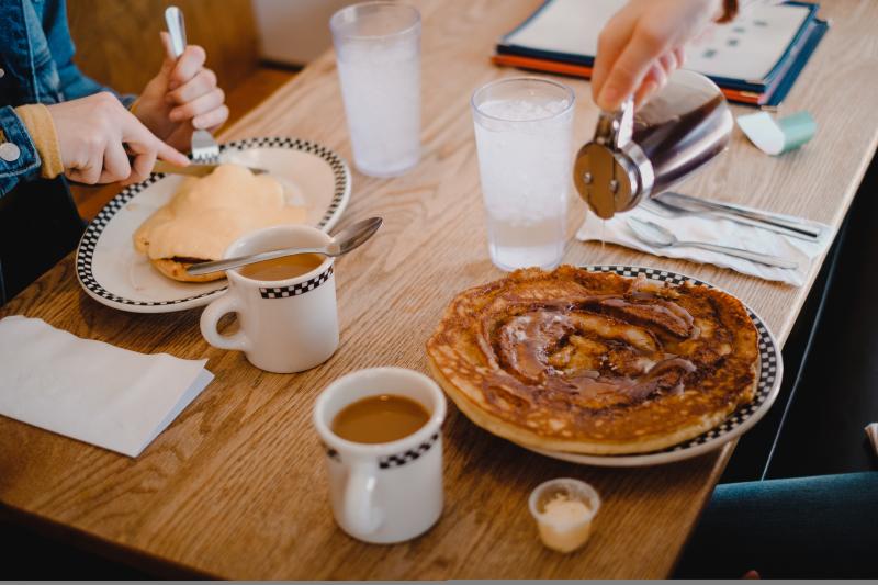 Two breakfast plates from Village Deli