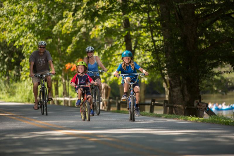Family Biking on Railroad Grade Road